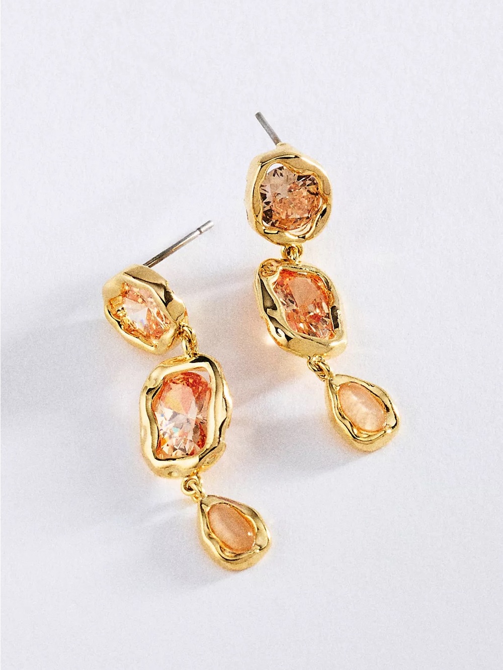 ANTHROPOLOGIE Bold Gemstone Drop Earrings – 14K Gold Plated – NWT